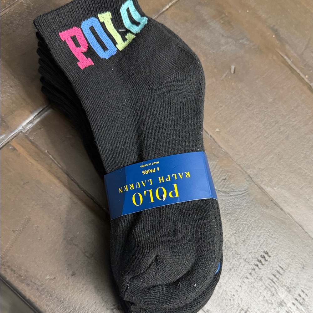 Polo by Ralph Lauren Black Socks with Multicolor Logo